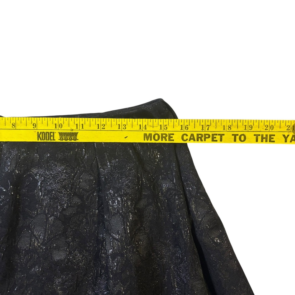 DKNYC Womens Black Metallic Floral Brocade Pleated Mini Skirt Size 2 A-Line - Picture 9 of 11
